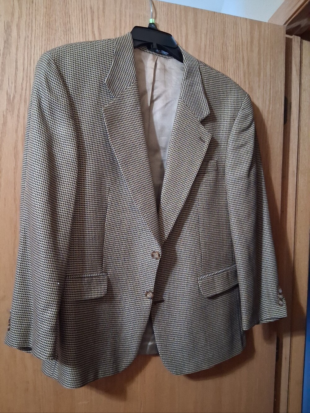 vintage Kasper men's blazer sport coat jacket , Silk Wool Blend, Houndstooth 40S